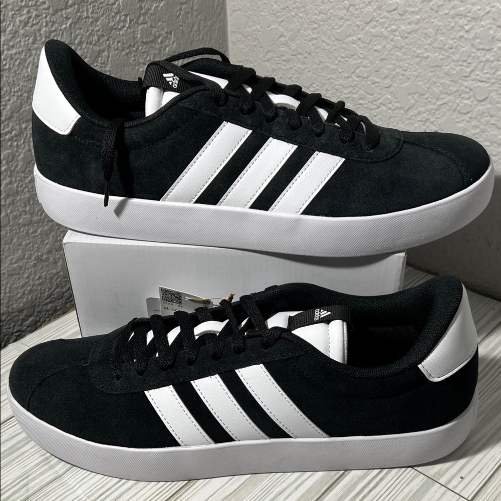Adidas‎ Men's Classic VL court 3.0 Black White lace up Sneakers size 11.5 ID6278
